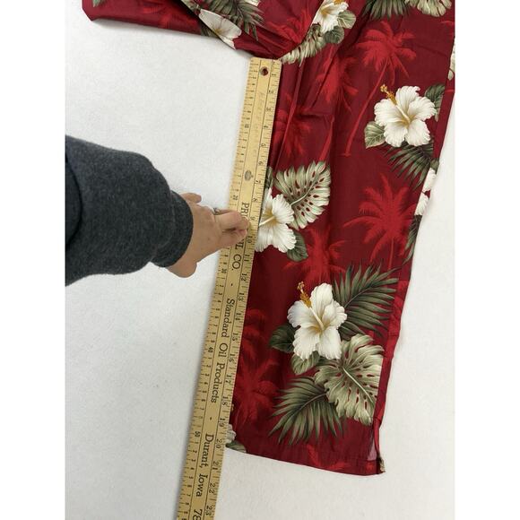 Vtg 90s Pacific Legends Hawaii Womens Red‎ Hibiscus Floral Top Pants Set Coastal - Picture 13 of 16